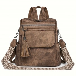 Women'S & Men'S Retro British Vintage Backpack - Large Capacity Multi-Pocket Travel Backpack with Detachable Strap, Golden-Tone Hardware & Zipper Closure, Durable Synthetic Material For Work, School, Travel - Unisex Fashion Backpack In, Brown