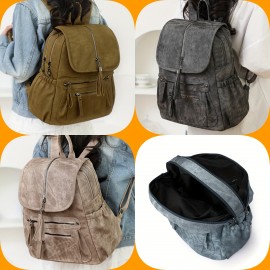 [Vintage Bag] Brown Faux Leather Vintage-Inspired Women's Shoulder Bag with Adjustable Strap | Multiple Pockets, Zipper Closure, Casual Style, Durable Zippers