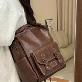 Large Capacity Vintage Brown Backpack - Versatile Shoulder & Handbag, Zipper Closure, Polyester Lining, Ideal for Travel & Daily Use, Travel Backpack | Retro Style Bag | Durable Straps