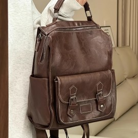 Large Capacity Vintage Brown Backpack - Versatile Shoulder & Handbag, Zipper Closure, Polyester Lining, Ideal for Travel & Daily Use, Travel Backpack | Retro Style Bag | Durable Straps