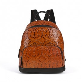 Real Leather Women'S Backpack, Retro Cowhide Backpack, Large Capacity, Fashionable And Versatile Backpack, Casual Bag