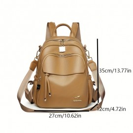 Women'S Stylish Brown Backpack - Lightweight, Large Capacity Travel Bag with Adjustable Straps, Multiple Compartments, and Zipper Closure, Casual Daypack | Sleek Backpack | Durable Zipper Closure