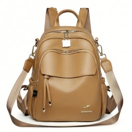 Women'S Stylish Brown Backpack - Lightweight, Large Capacity Travel Bag with Adjustable Straps, Multiple Compartments, and Zipper Closure, Casual Daypack | Sleek Backpack | Durable Zipper Closure