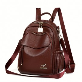 Women'S Stylish Brown Backpack - Lightweight, Large Capacity Travel Bag with Adjustable Straps, Multiple Compartments, and Zipper Closure, Casual Daypack | Sleek Backpack | Durable Zipper Closure