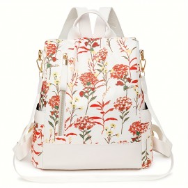 Women'S Floral Backpack | Casual Style | Anti-Theft Design | Large Capacity | Multi-Function with Adjustable Straps | Lightweight Synthetic | Zip Closure | Ideal for Work, & Travel, Backpack for