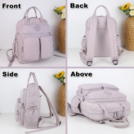 BO Women's Lightweight Nylon Backpack - Multi-Pocket School & Travel Backpack with /Korean Style, Adjustable Straps & Golden-Tone Hardware, Mustard-Yellow//Dark Grey, Durable Zipper Closure, Partition Storage for College,