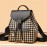 Women's Houndstooth Backpack - Soft Synthetic Black & White Checkered School Bag with Adjustable Straps, Magnetic Closure & Golden-Tone Hardware - Lightweight Backpack for Work, Travel, College - Casual Elegant Handbag, Vintage Aesthetic, Durable Construction, Professional Women