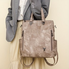 Women'S Retro Backpack - Vintage Crossbody with Detachable Strap, Golden-Tone Hardware & Zipper Closure, Multi-Color Options (/Red/)