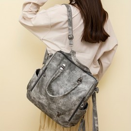 Women'S Retro Backpack - Vintage Crossbody with Detachable Strap, Golden-Tone Hardware & Zipper Closure, Multi-Color Options (/Red/)