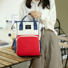 2pcs/1pc Stylish Color Block Backpack, Large Capacity Multifunctional Travel Shoulder Bag with Zipper and Multiple Compartments, Suitable for Daily Use, Travel, Commuting, Personalized Name Embroidery Available