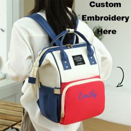 2pcs/1pc Stylish Color Block Backpack, Large Capacity Multifunctional Travel Shoulder Bag with Zipper and Multiple Compartments, Suitable for Daily Use, Travel, Commuting, Personalized Name Embroidery Available