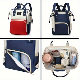 2pcs/1pc Stylish Color Block Backpack, Large Capacity Multifunctional Travel Shoulder Bag with Zipper and Multiple Compartments, Suitable for Daily Use, Travel, Commuting, Personalized Name Embroidery Available