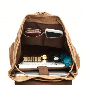 Vintage Canvas Backpack - Large Capacity, Durable Multi-Compartment Laptop Bag for Men & Women, Adjustable Straps, Zipper Closure, Ideal for Daily Commute & School, Casual Style, Backpack for School, Commuter Bag, Classic Design, Sturdy Construction, Backpack For Women, Backpack For Men, Laptop Backpack, Travel Backpack