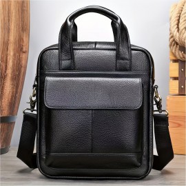 [Synthetic Leather Briefcase] Stylish Synthetic Leather Men's Business Briefcase | Large Capacity Crossbody Bag with Adjustable Strap, Multiple Compartments & Zipper Closure | Perfect for Office, Travel & Gifts (30*26*8)cm
