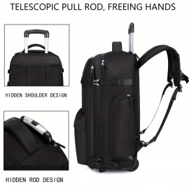 Rolling Backpack for Women, 17-inch Laptop Travel Bag with Wheels, Hand Luggage Wheeled Backpack with Shoe Compartment, Overnight Suitcase Business University Computer Bag