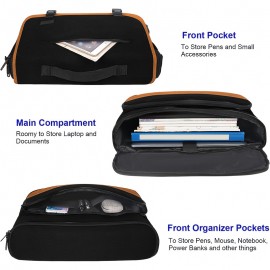 TSA-Approved Laptop Briefcase - Quilted Black & Golden Messenger Bag with Adjustable Shoulder Strap, Multiple Compartments & Secure Zippers, Durable Polyester for Business, Office,  Travel, Professional Carryall | Goldtone Hardware