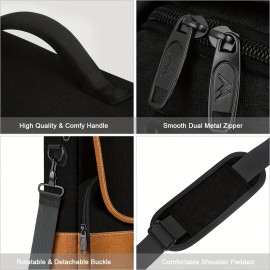 TSA-Approved Laptop Briefcase - Quilted Black & Golden Messenger Bag with Adjustable Shoulder Strap, Multiple Compartments & Secure Zippers, Durable Polyester for Business, Office,  Travel, Professional Carryall | Goldtone Hardware