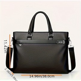 [Luxury Briefcase] Luxury Men's Briefcase | Sleek Black Office and Travel Bag with Laptop Compartment, Adjustable Shoulder Strap, and Secure Zip Closure for Daily Commute, Business, or Casual Outings