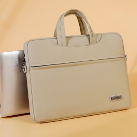 Laptop Briefcase with a Minimalist And Practical Design, Featuring Multiple Layers to Accommodate a Computer And Accessories, Lightweight And Casual, It Includes a Shock-Absorbing Compartment for The Laptop, And Can Be Carried As a Shoulder Bag, Handheld, Or Crossbody, And Fits Over a Suitcase Handle