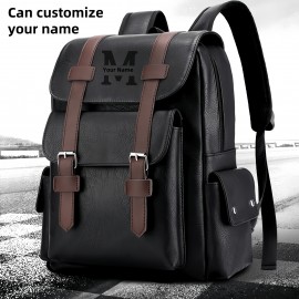 Customizable Men's Business Backpack - Large Capacity Laptop Bag with Adjustable Straps, Tablet Compartment & Synthetic Leather Lining, Black, Brown, or Tan, Perfect for Daily Commute & Travel, Travel Backpack