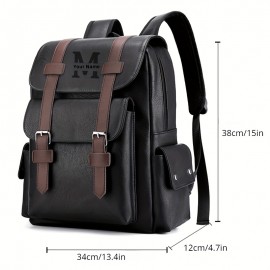 Customizable Men's Business Backpack - Large Capacity Laptop Bag with Adjustable Straps, Tablet Compartment & Synthetic Leather Lining, Black, Brown, or Tan, Perfect for Daily Commute & Travel, Travel Backpack