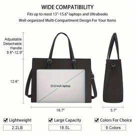 Laptop Bag For Women Waterproof Lightweight 15.6 Inch Computer Tote Bag Business Office Briefcase Large Capacity Handbag Shoulder Bag Professional Office Work Bag