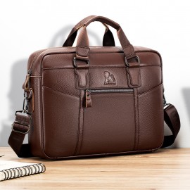 [Work Carryall, Sleek Handbag] Genuine Leather Men's Briefcase - Adjustable Strap, Multiple Compartments | Large Capacity Business & Travel Bag | Dark Brown, Perfect Gift for Father's Day, Graduation, Valentine's Day