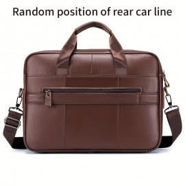 [Work Carryall, Sleek Handbag] Genuine Leather Men's Briefcase - Adjustable Strap, Multiple Compartments | Large Capacity Business & Travel Bag | Dark Brown, Perfect Gift for Father's Day, Graduation, Valentine's Day
