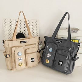 1pc Oxford Material Men'S Casual Shoulder Bag, Large Tote with Multiple Pockets, Street Style Crossbody Satchel for Students