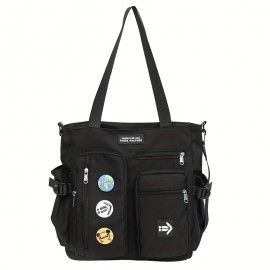 1pc Oxford Material Men'S Casual Shoulder Bag, Large Tote with Multiple Pockets, Street Style Crossbody Satchel for Students