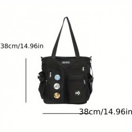 1pc Oxford Material Men'S Casual Shoulder Bag, Large Tote with Multiple Pockets, Street Style Crossbody Satchel for Students