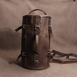 A Crazy Horse Leather Long Bucket Bag With A Capacity Of 20L Is Suitable For Men'S Travel And Commuting, And It Is A First Layer Of Cowhide For Birthday Gifts