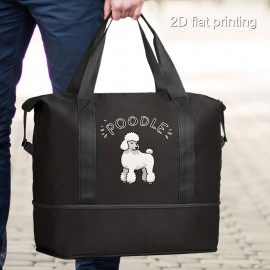 1pc Poodle Print Men'S Trendy Large Tote Bag - Durable Black Gym & Yoga Maternity Bag with Wet/Dry Separation, Spacious Interior for Sports, Workout Essentials, or Pet Supplies
