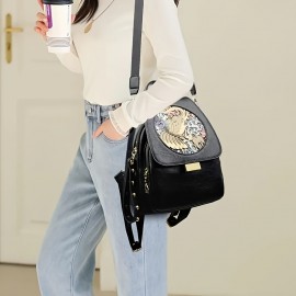 [Unisex Large Tote Bag] Retro Soft Synthetic Unisex Large Tote Bag - Lightweight & Spacious for Travel, Commuting, Gym, Shopping with Adjustable Strap and Zipper Closure