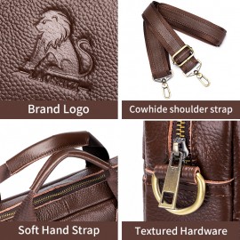 Men's Genuine Leather Business Briefcase - 15