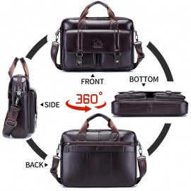 Men's Genuine Leather Business Briefcase - 15