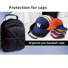 1pc EVA Hat Storage Bag for Men - Durable Baseball Cap Organizer, Portable & Protective with Multiple Compartments, Black with Blue Accents, Perfect for Travel or Home, Home Organization | Sleek Storage | EVA Material, Hat Rack