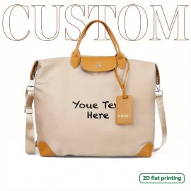 Customizable Chalk-Style Text Beige Tote Bag - Detachable Shoulder Strap, Spacious Travel & Vacation Handbag, Hand Washable Durable Design for Casual Outings