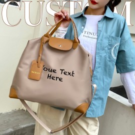 Customizable Chalk-Style Text Beige Tote Bag - Detachable Shoulder Strap, Spacious Travel & Vacation Handbag, Hand Washable Durable Design for Casual Outings