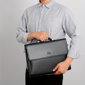 Men'S Large Capacity Business Briefcase - Versatile Shoulder & Crossbody Bag with Adjustable Strap, Ideal for Daily Commute and Travel, Black, Briefcase