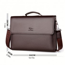 Men'S Large Capacity Business Briefcase - Versatile Shoulder & Crossbody Bag with Adjustable Strap, Ideal for Daily Commute and Travel, Black, Briefcase