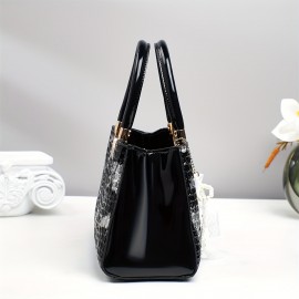 A Three-Piece Handbag Set, Spacious And Stylish for Shopping, Featuring Trendy Crocodile Pattern Fabric.