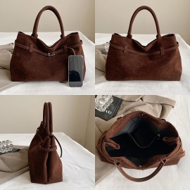 [Vintage Minimalist Handbag] Perfect Lily Women's Vintage Minimalist Handbag - Soft Tote with Metal Clasp Closure, Two Sturdy Handles & Magnetic Snap Closure, Coffee/Dark Brown/Red/Black for Work & Daily Use, Cute Purse