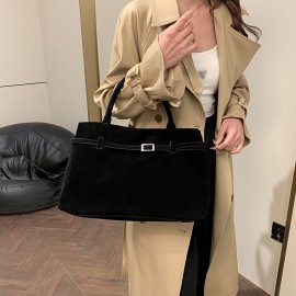 [Vintage Minimalist Handbag] Perfect Lily Women's Vintage Minimalist Handbag - Soft Tote with Metal Clasp Closure, Two Sturdy Handles & Magnetic Snap Closure, Coffee/Dark Brown/Red/Black for Work & Daily Use, Cute Purse