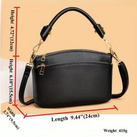 Wo 'S Handbag Handbag, New Fashion Trend, Washed Soft Business Commuter Handbag, Elegant Appearance, Exquisite Crafts Ship, Double Strap Handbag for Outdoor Travel, Phone And Coin Handbag, Large Capacity with Multiple Zipper Pockets