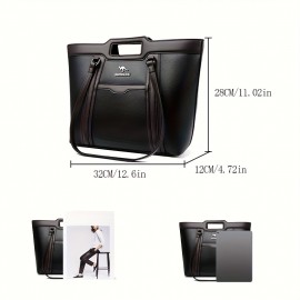 Large Capacity Wo 'S Handbag - Elegant Synthetic Handbag with Zipper Closure, Spacious Work Bag for Wo, Durable Everyday & Formal Use, Available In, Brown, Green, Coffee - Ogehuafee, Stylish Accessory, Professional Wo