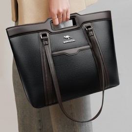 Large Capacity Wo 'S Handbag - Elegant Synthetic Handbag with Zipper Closure, Spacious Work Bag for Wo, Durable Everyday & Formal Use, Available In, Brown, Green, Coffee - Ogehuafee, Stylish Accessory, Professional Wo