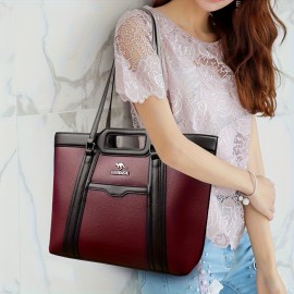 Large Capacity Wo 'S Handbag - Elegant Synthetic Handbag with Zipper Closure, Spacious Work Bag for Wo, Durable Everyday & Formal Use, Available In, Brown, Green, Coffee - Ogehuafee, Stylish Accessory, Professional Wo