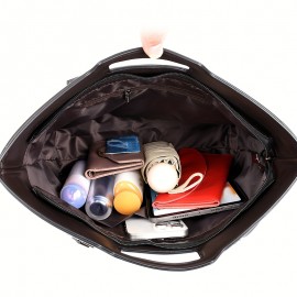 Large Capacity Wo 'S Handbag - Elegant Synthetic Handbag with Zipper Closure, Spacious Work Bag for Wo, Durable Everyday & Formal Use, Available In, Brown, Green, Coffee - Ogehuafee, Stylish Accessory, Professional Wo