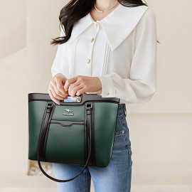 Large Capacity Wo 'S Handbag - Elegant Synthetic Handbag with Zipper Closure, Spacious Work Bag for Wo, Durable Everyday & Formal Use, Available In, Brown, Green, Coffee - Ogehuafee, Stylish Accessory, Professional Wo